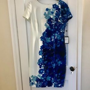 NWT Adrianna Pappell Navy Floral Sheath Dress